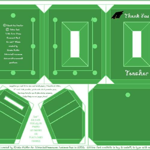 Thank You Teacher Fabric Font Black Cap Apple Green Frame For 2x3