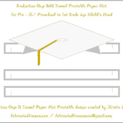 Graduation White Cap Gold Tassel Paper Hat for Preschool to 1st Grade Student's featured image