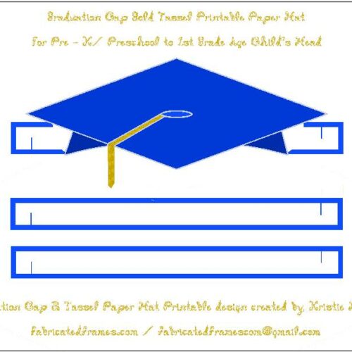Graduation Blue Cap Gold Tassel Paper Hat for Preschool to 1st Grade Student's featured image