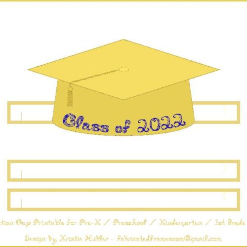 Graduation Cap Gold Paper Hat Blue Fabric Font Class of 2022 On Cap's featured image