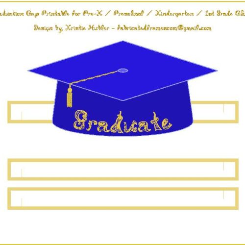 Graduation Cap Blue Paper Hat Gold Fabric Font Word Graduate On Cap's featured image
