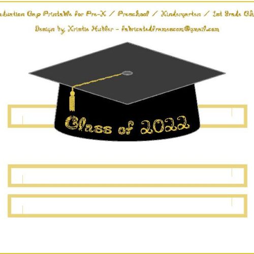 Graduation Cap Black Paper Hat Gold Fabric Font Class of 2022 On Cap's featured image