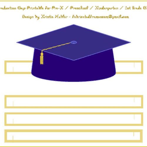 Graduation Cap Navy Blue Paper Hat Printable's featured image