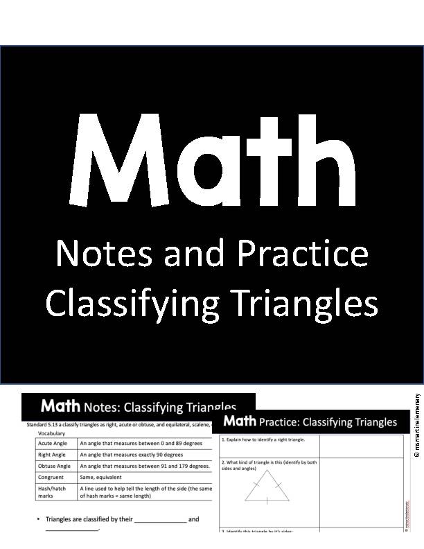 Notes and Practice-Classifying Triangles with Answer Key