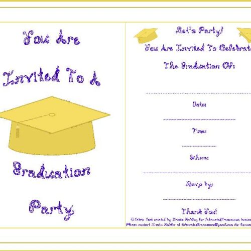 Graduation Party Invitation Gold School Color Cap Tassel Blue Fabric Font Letters's featured image