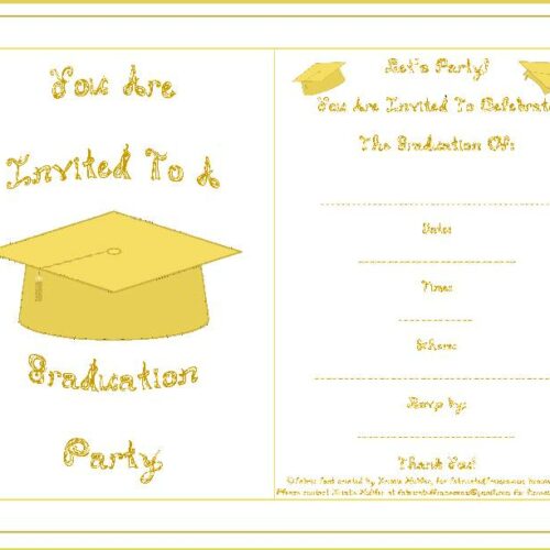 Graduation Party Invitation Gold School Color Cap Tassel Gold Fabric Font Letters's featured image