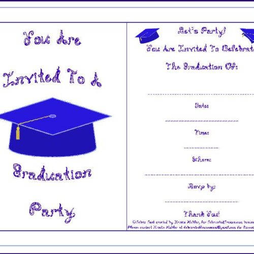 Graduation Party Invitation Blue School Color Cap Tassel Blue Fabric Font Letters's featured image