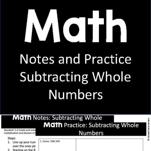 Notes and Practice-Subtracting Whole Numbers with Answer Key's featured image