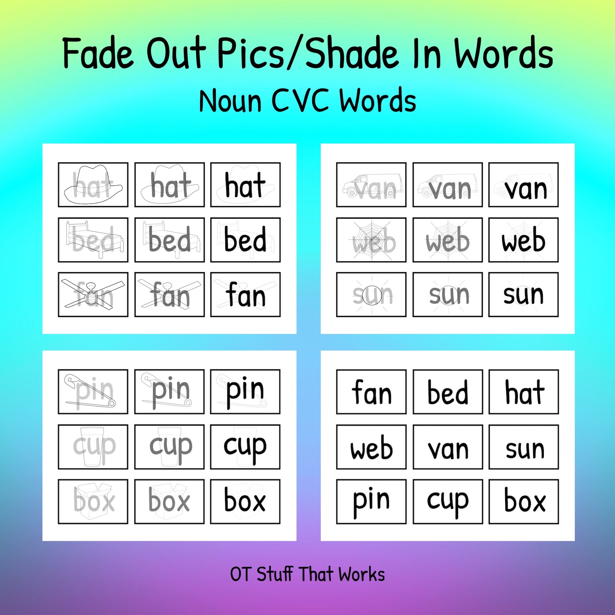 Fade Out Pics/Shade in Words- CVC Noun Flashcards 2