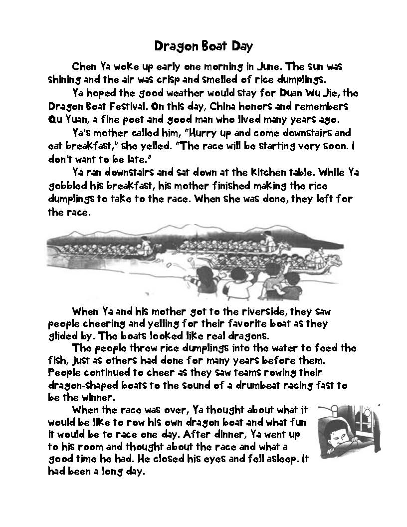 Dragon Boat Festival Reading Passage 1st Grade