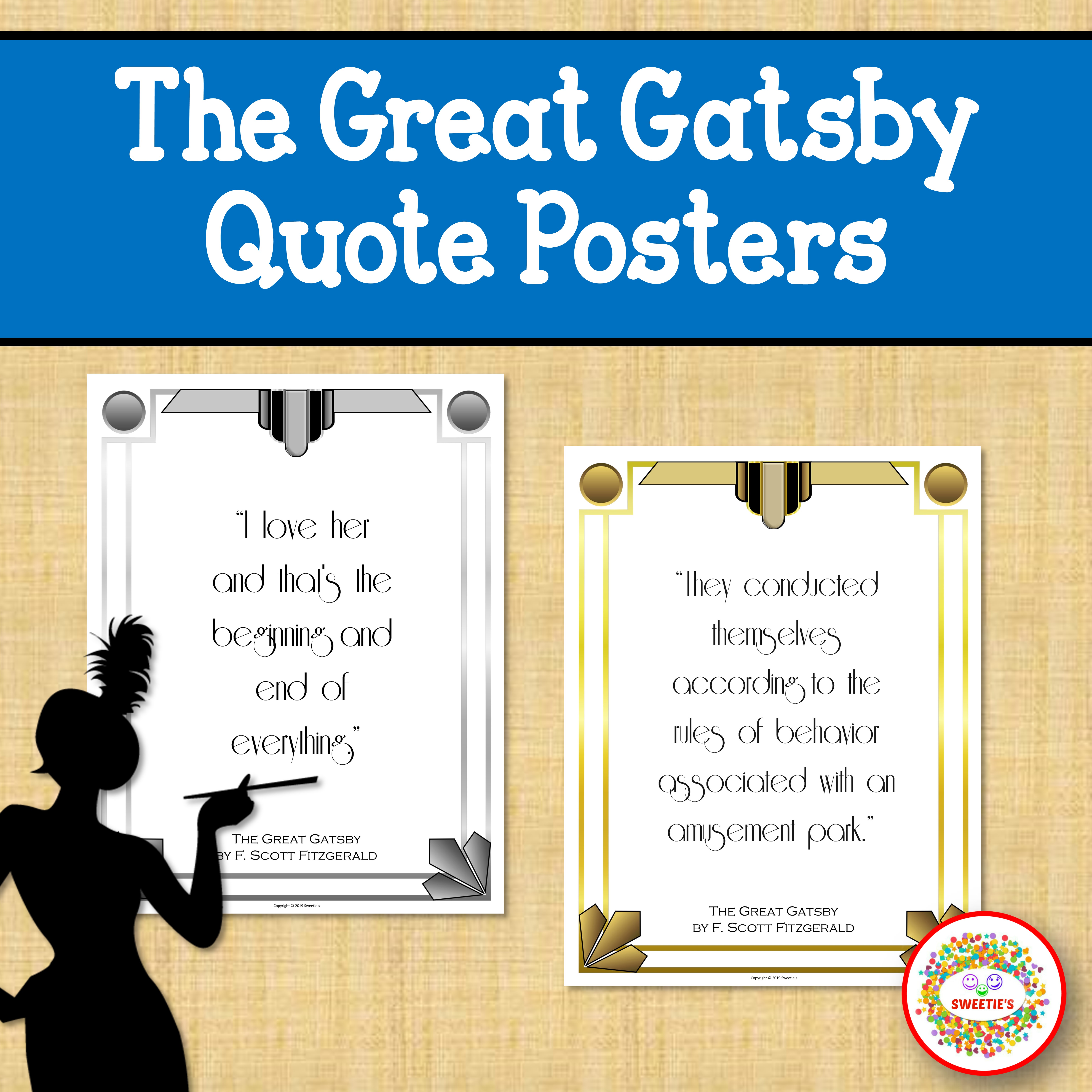 Great Gatsby Party Decor. F. Scott Fitzgerald Quote Poster