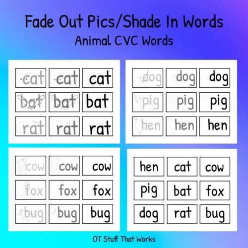 Fade Out Pics/Shade in Words- CVC Animal Flashcards 3's featured image