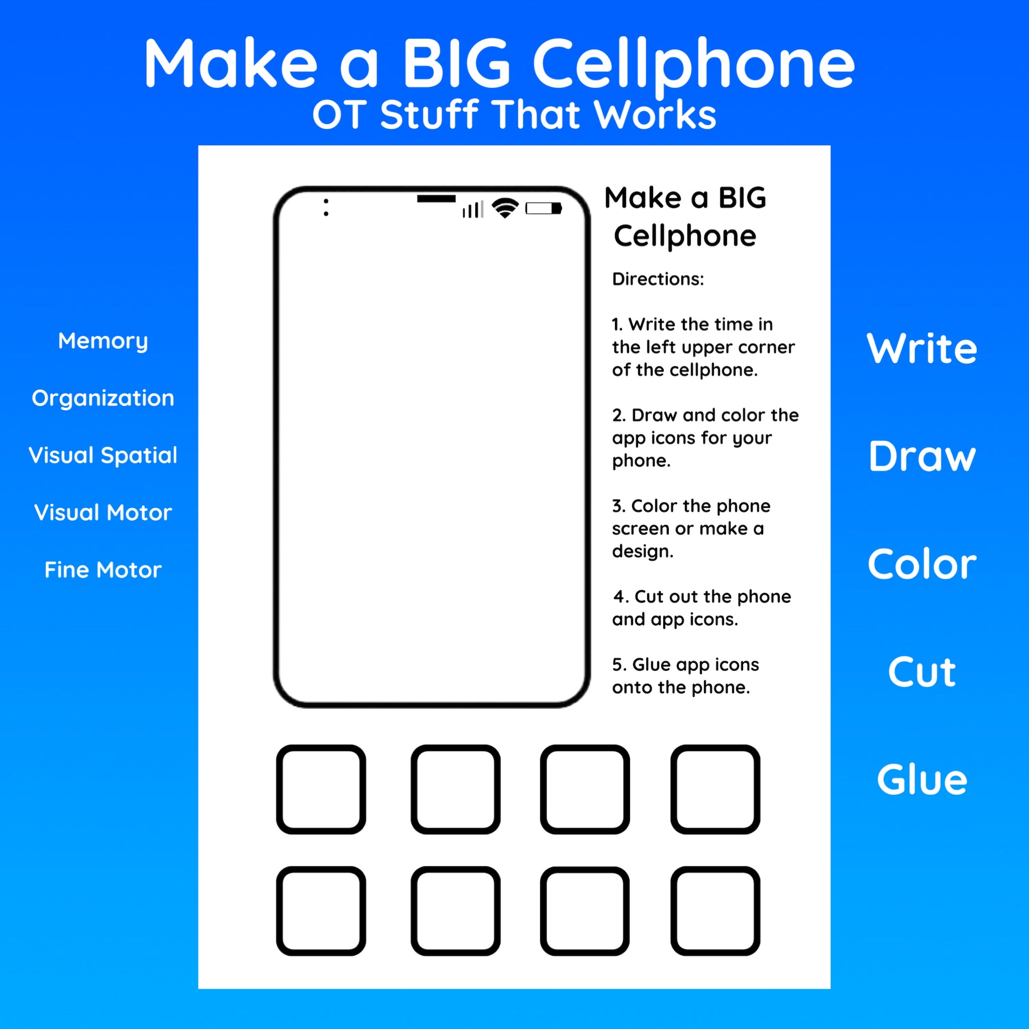 Make a BIG Cellphone (Draw, Color, Cut, and Glue Activity)