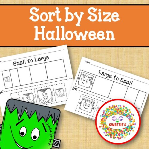 Sort by Size Activity Sheets - Color, Cut, and Paste - Halloween's featured image