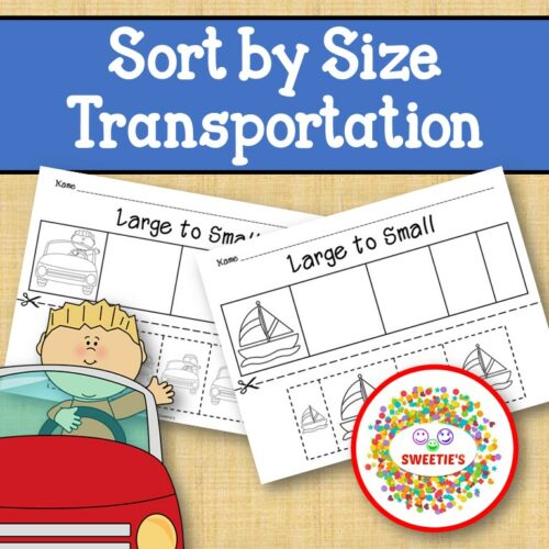 Sort by Size Activity Sheets - Color, Cut, and Paste - Transportation's featured image
