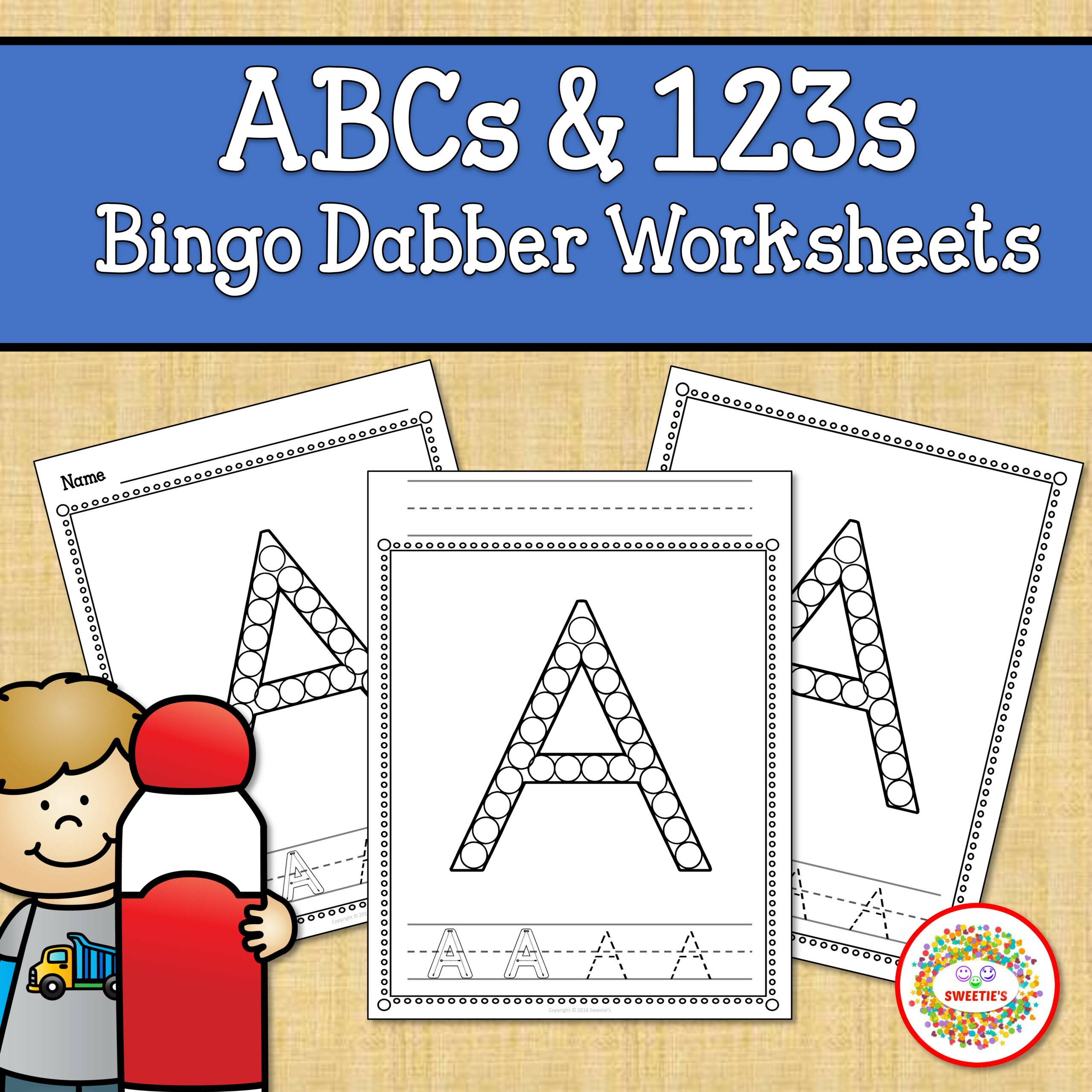 Alphabet and Number Worksheets Bingo Dabber