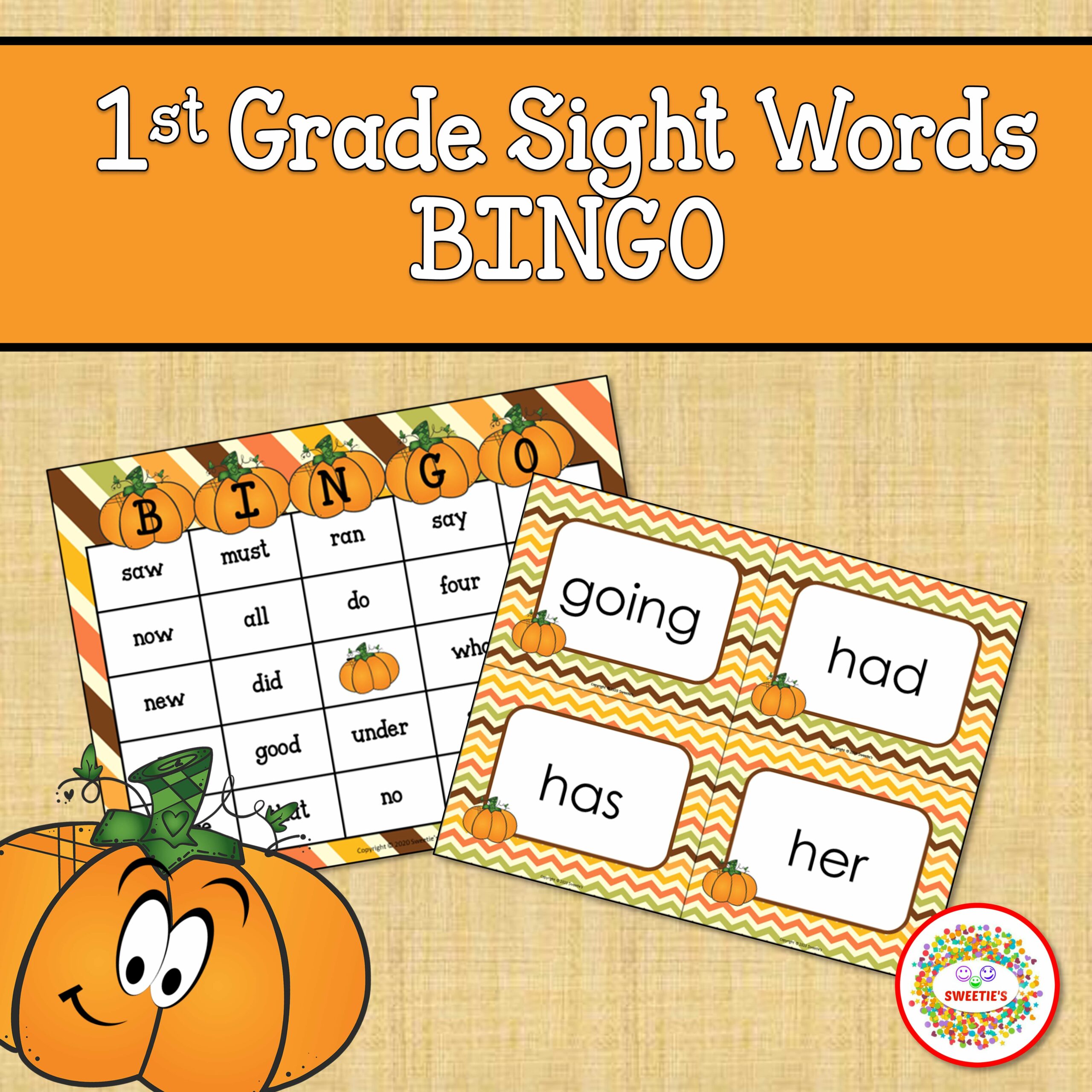 1st Grade Sight Words Bingo Fall