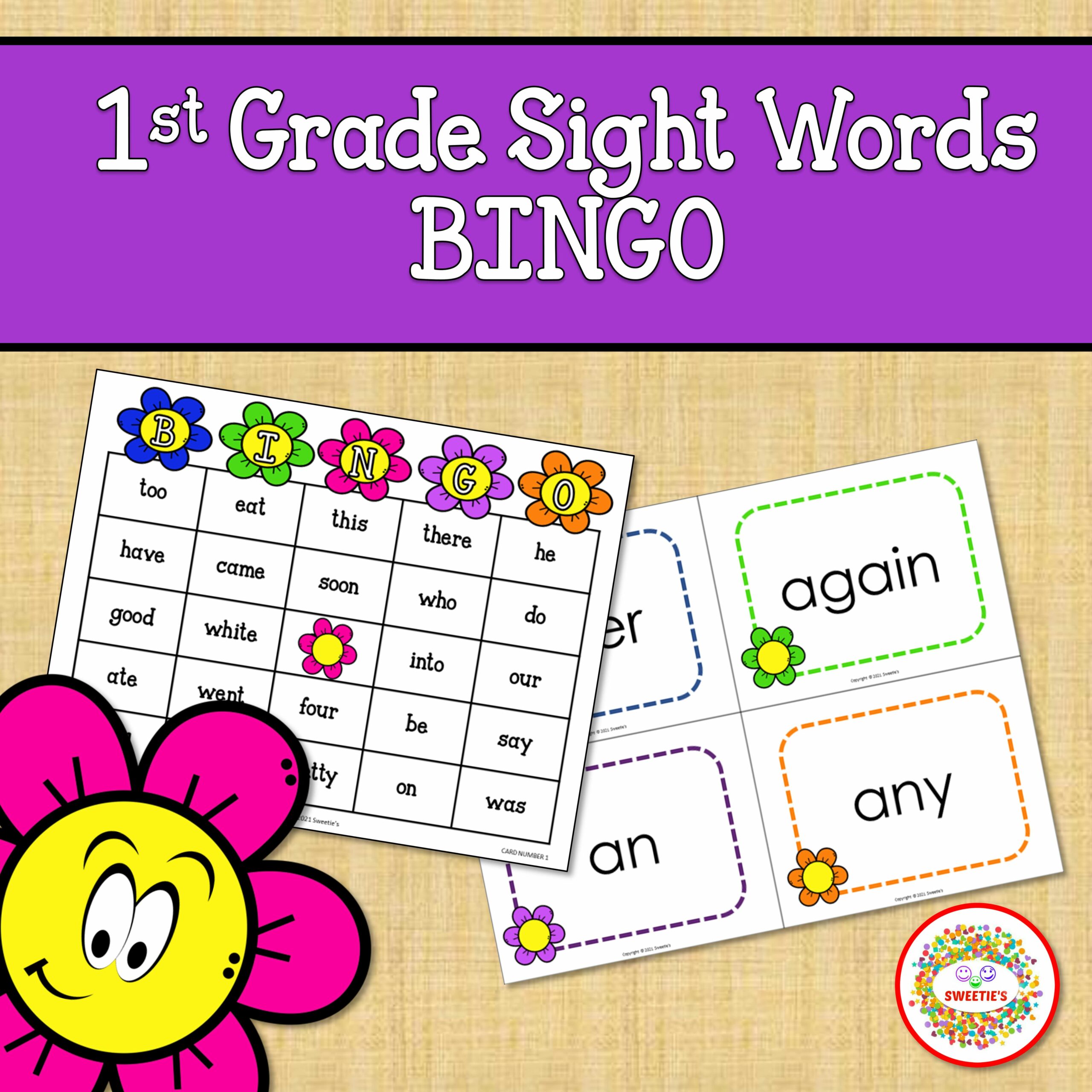 1st Grade Sight Words Bingo Flowers