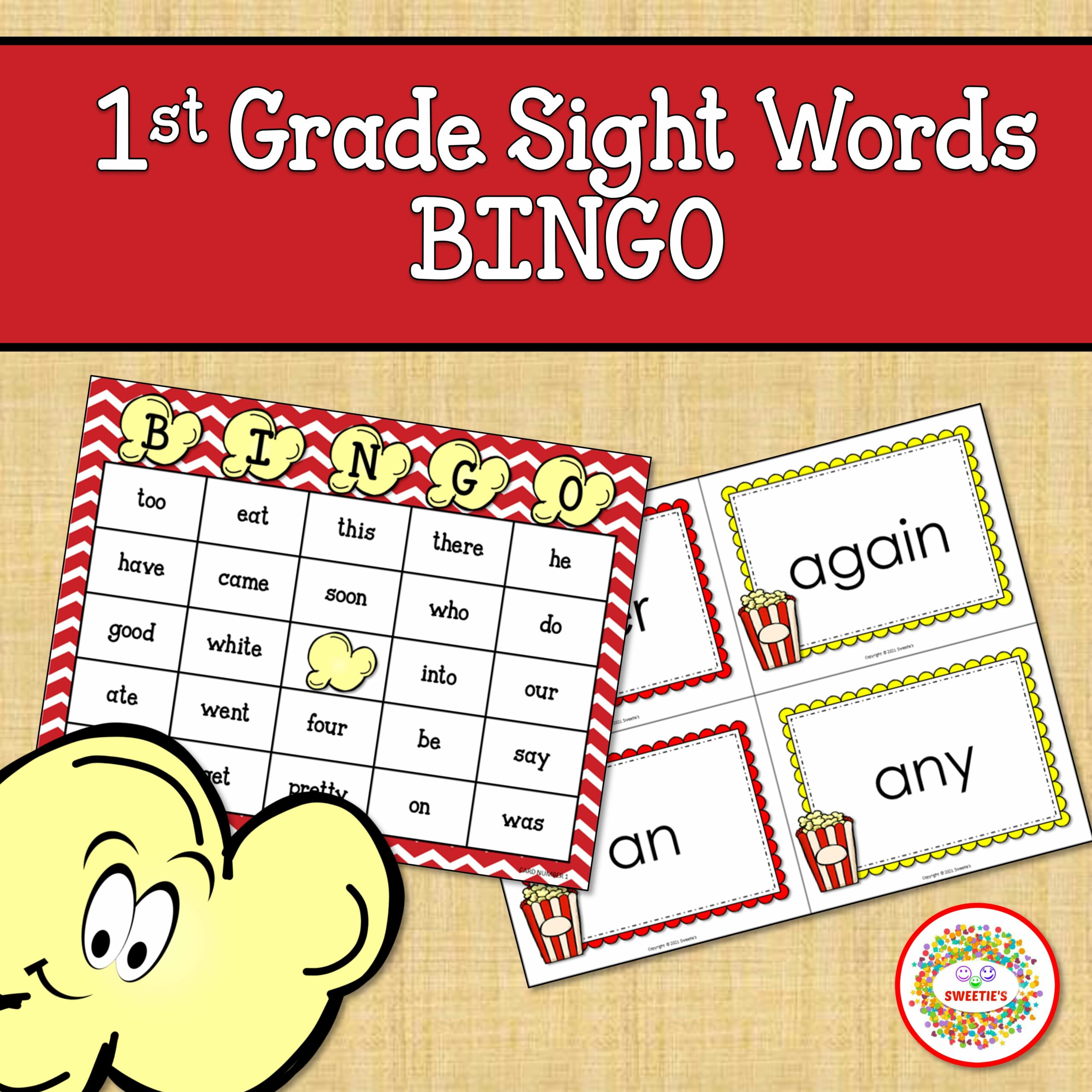 1st Grade Sight Words Bingo Popcorn