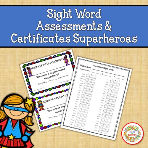 Sight Word Assessments and Certificates Superheroes's featured image