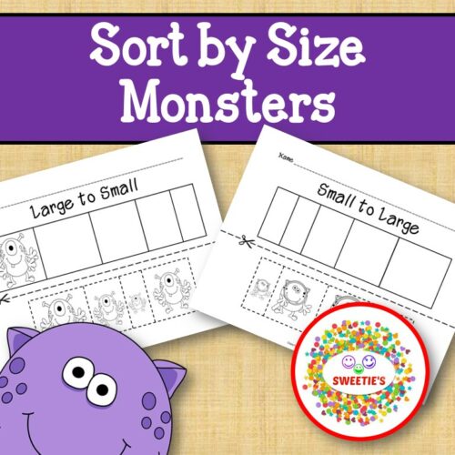 Sort by Size Activity Sheets - Color, Cut, and Paste - Monsters's featured image
