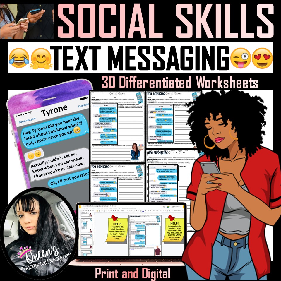 Social Skills Text Message Conversations (Print and Digital)