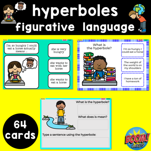 Hyperboles Figurative Language Boom Cards's featured image