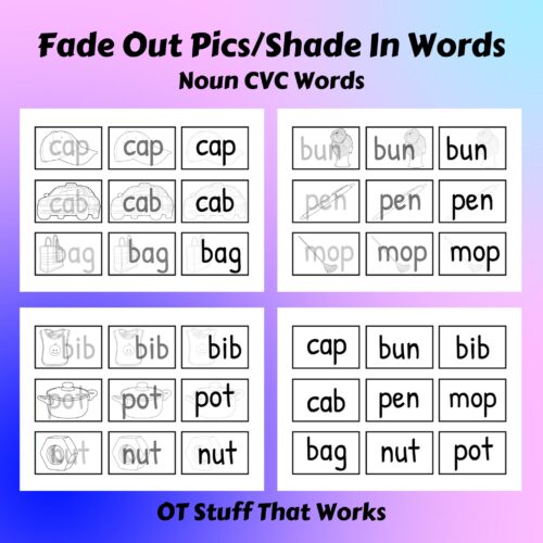Fade Out Pics/Shade in Words- CVC Noun Flashcards 1's featured image