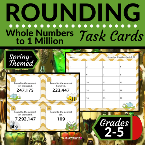 Rounding Whole Numbers | Task Cards | Spring's featured image