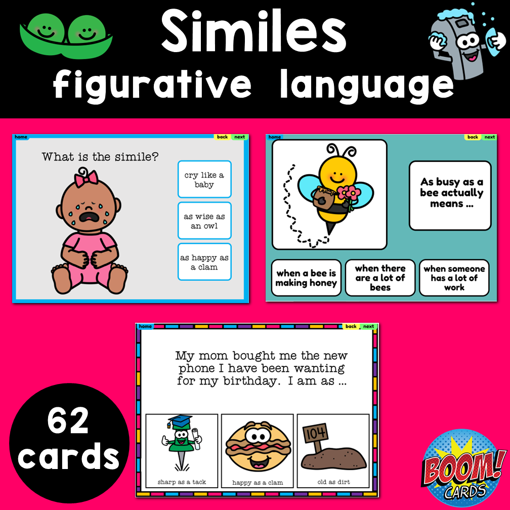 Similes Figurative Language Boom Cards