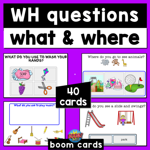 WH Questions boom cards what and where questions's featured image