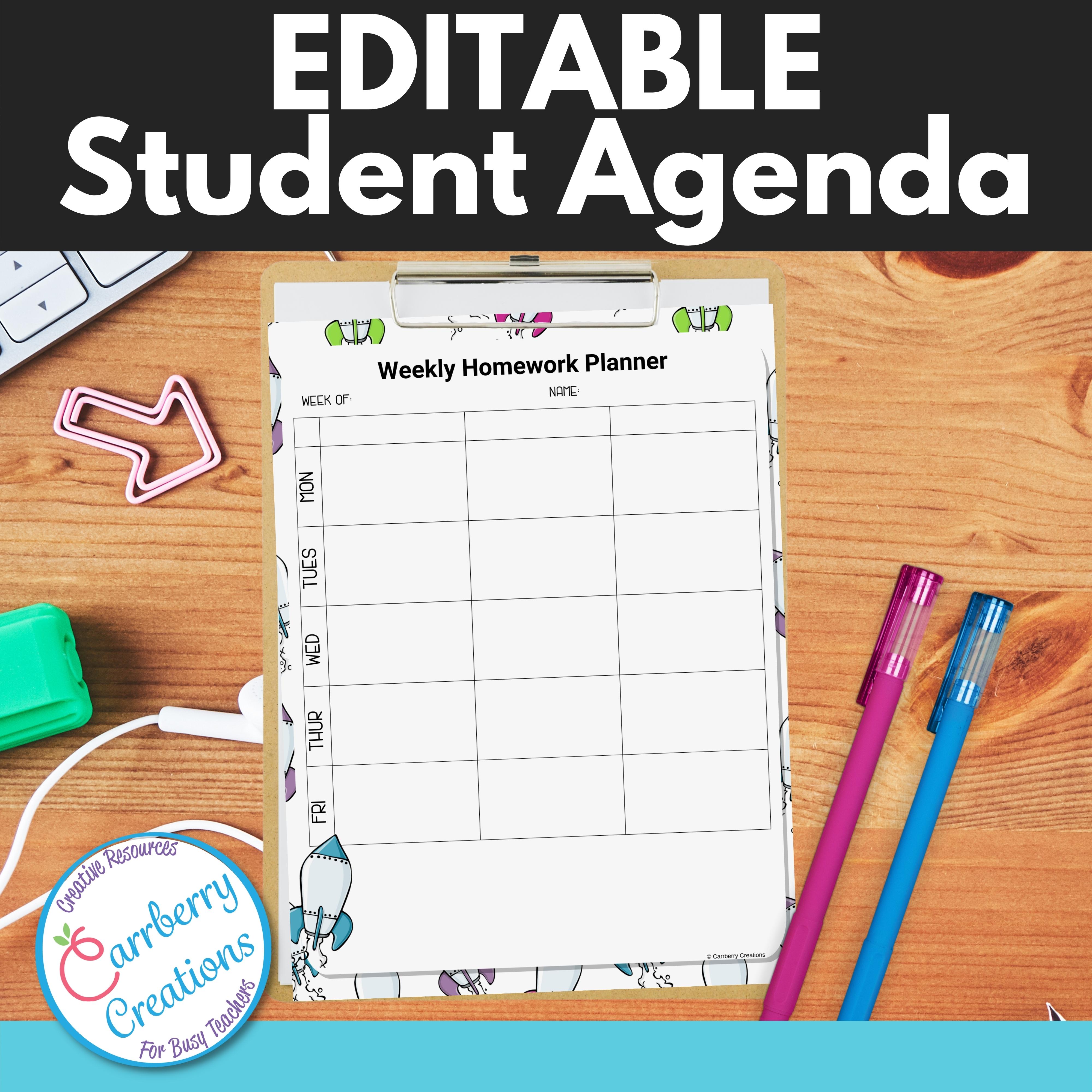 Weekly Student Agenda Editable