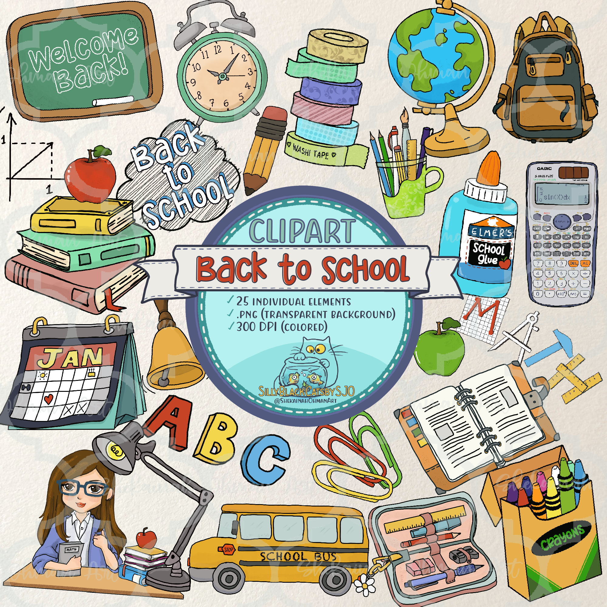 Back School Clipart Transparent Background, Colorful Back To