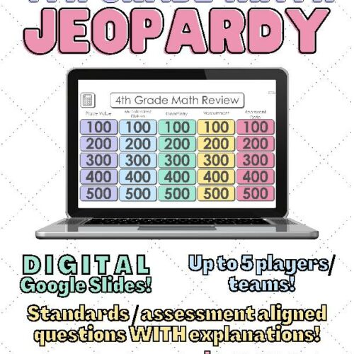 DIGITAL DISTANCE LEARNING 4th Grade Math Review Game - Jeopardy Style!'s featured image