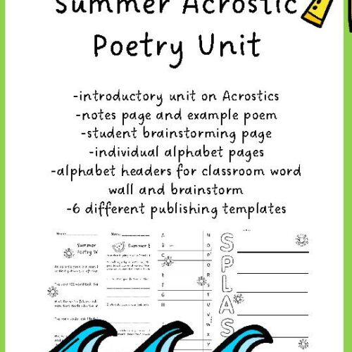 Summer Acrostic Poetry Unit's featured image
