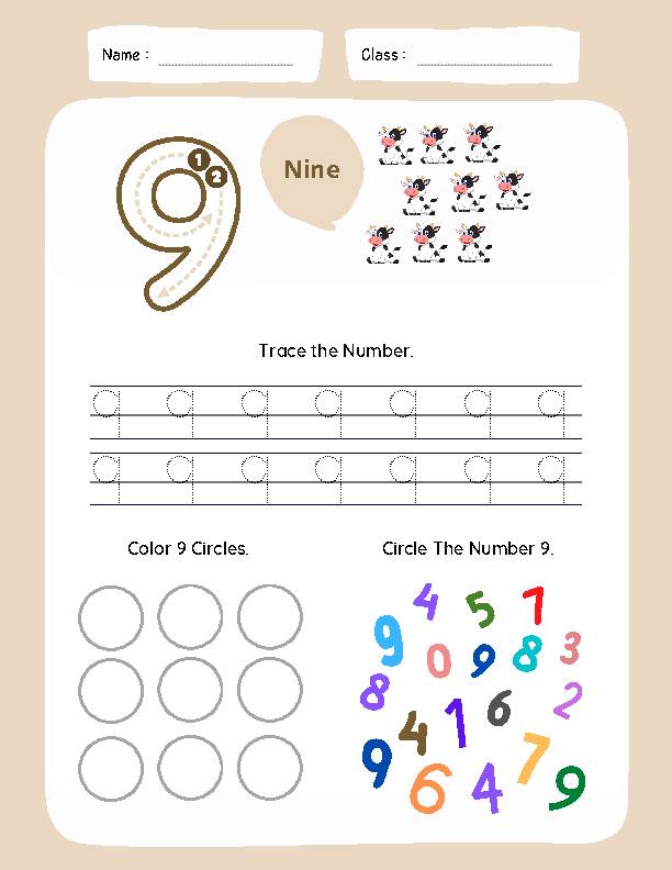 Number Tracing: Number 9