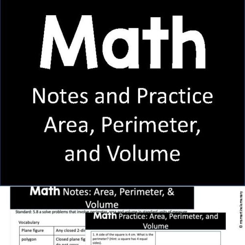 Math Notes and Practice-Area, Perimeter, and Volume *with answer key*'s featured image
