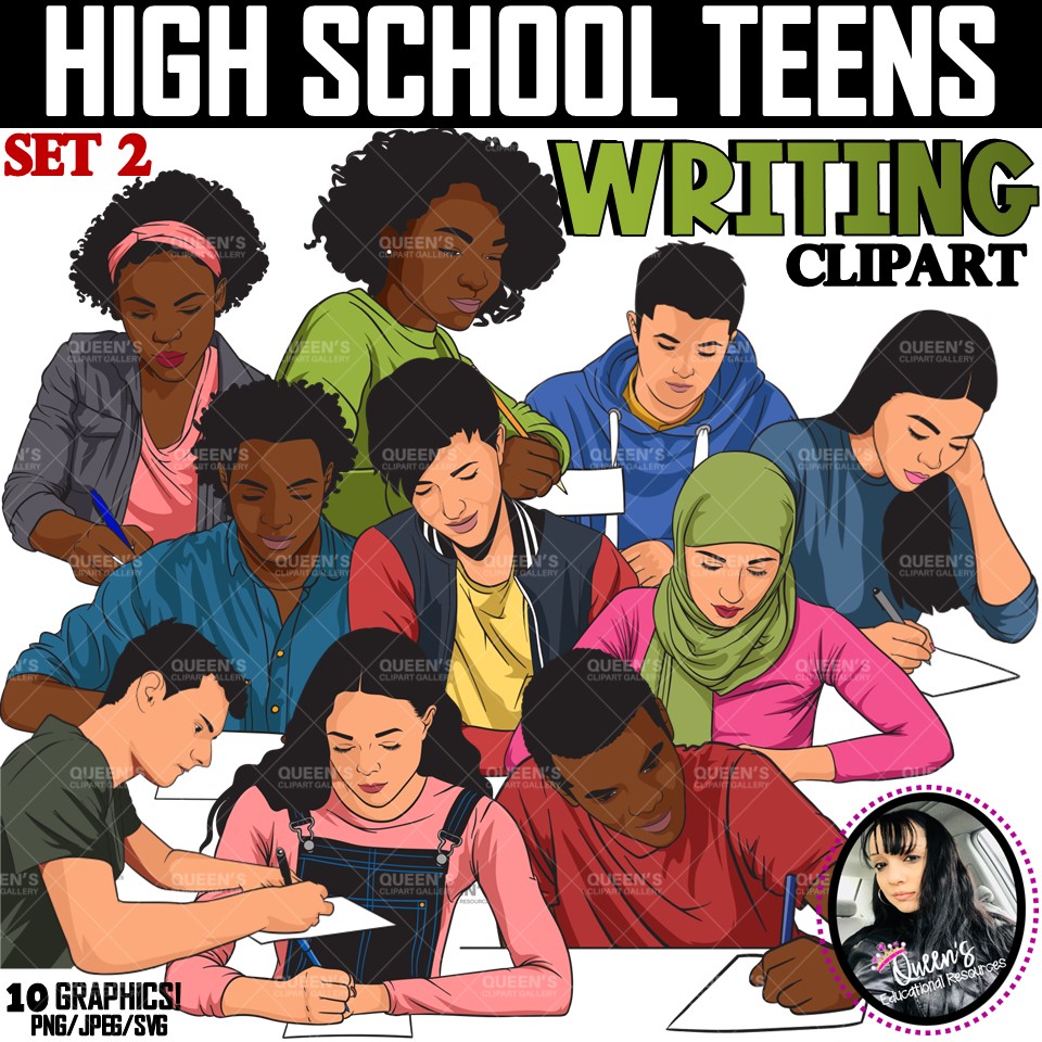 Clipart - High School Teens WRITING Set 2