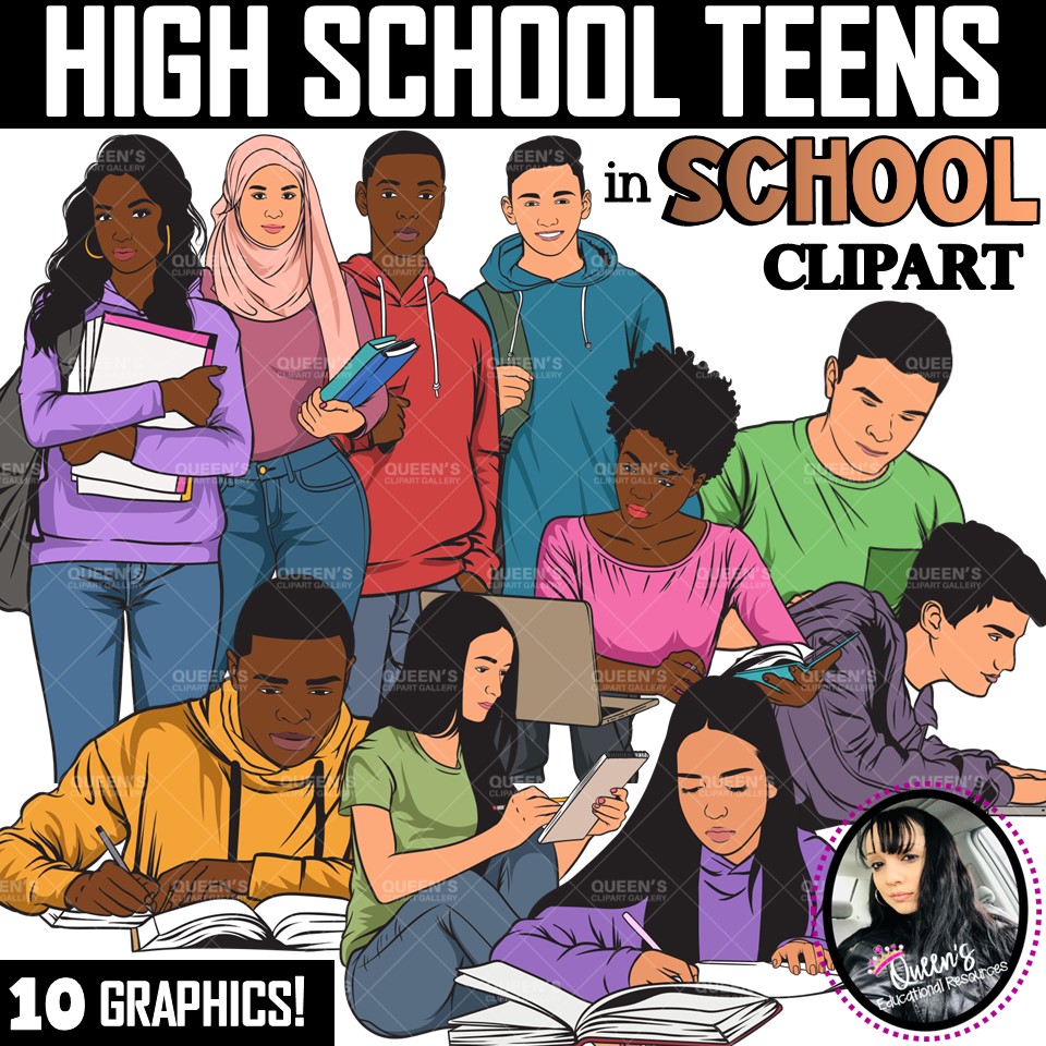 Clipart - High School Teens in School
