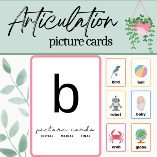 B Printable Articulation Picture Cards: Initial Medial Final Word Positions's featured image