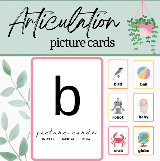 B Printable Articulation Picture Cards: Initial Medial Final Word Positions