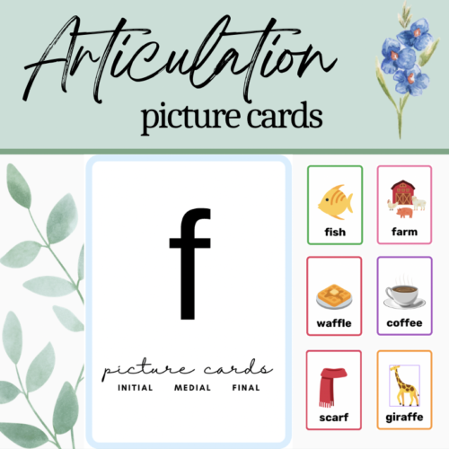F Printable Articulation Picture Cards: Initial Medial Final Word Positions's featured image