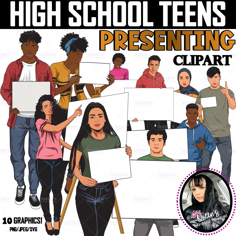 Clipart - High School Teens PRESENTING
