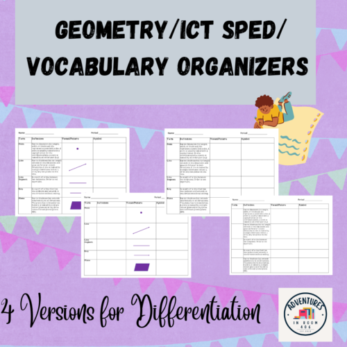 Geometry Vocabulary Graphic Organizers (4 Versions for Differentiation)'s featured image