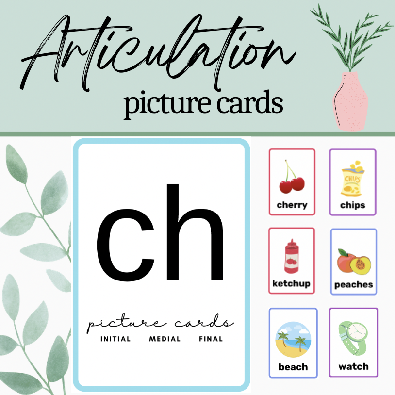 Ch Printable Articulation Picture Cards: Initial Medial Final Word Positions