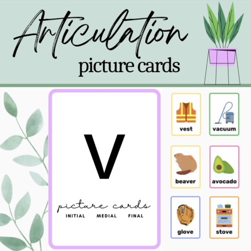 V Picture Cards Initial Medial Final Word Positions for Articulation - SLP's featured image