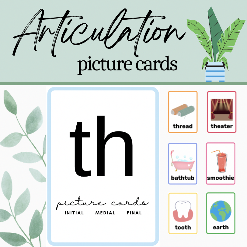 Th Picture Cards Initial Medial Final Word Positions for Articulation - SLP