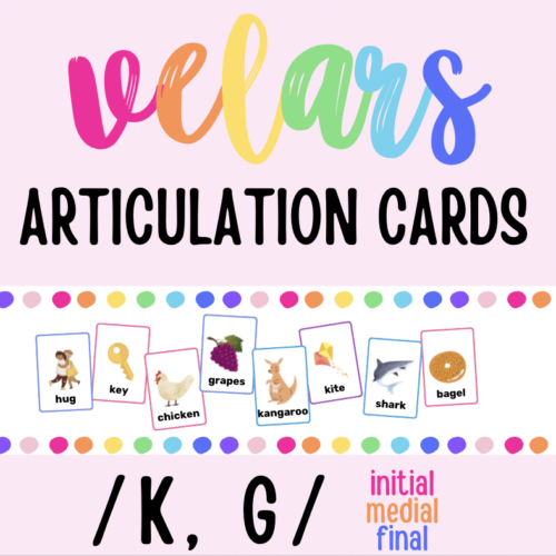 Velars K and G Articulation Picture Cards: Initial Medial Final Word Positions's featured image