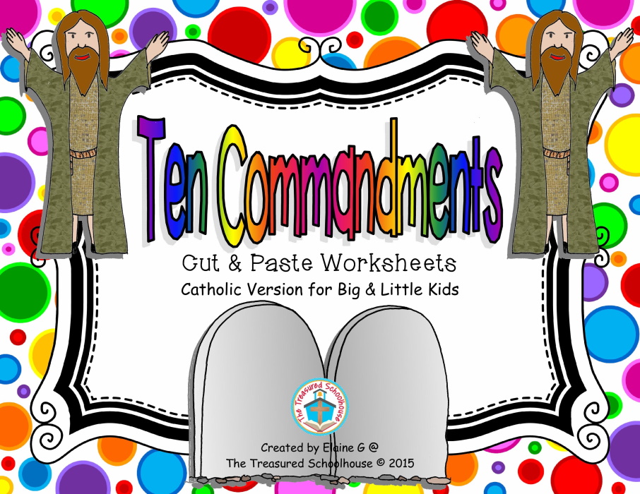 Ten Commandments Cut & Paste Worksheets for Kids - Catholic's featured image