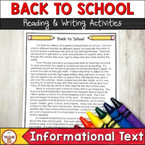 Back to School Informational Text | Citing Text Evidence, Main Ideas and Summaries's featured image